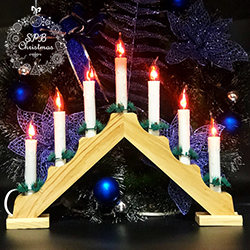 Рождественская горка «Скандинавский светильник» (7 свечей, 7 ламп, дерево, живое пламя)