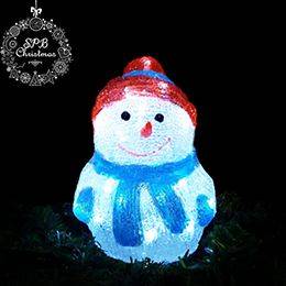 Светодиодная акриловая фигура «Снеговик в шапочке» (20см, уличная) 