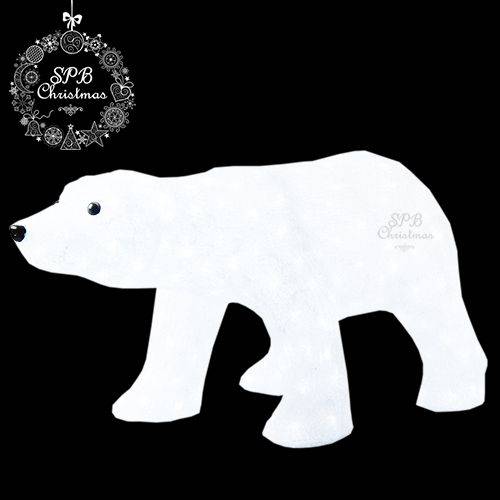 Светодиодная акриловая фигура «Белый медведь» (30х55см, уличная)